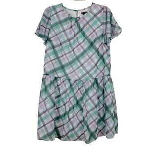 Ann Taylor Pastel Plaid Drop Waist Dress 8